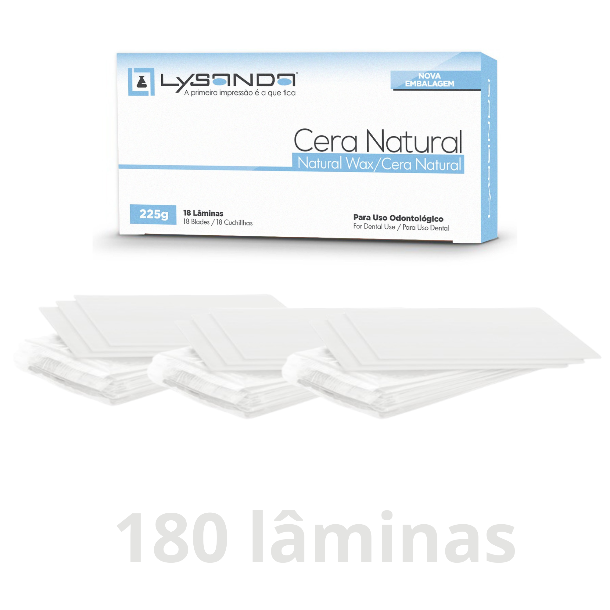 Cera Natural Transparente Lysanda - Caixa com 180 Lâminas