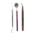 Kit Clínico Odontológico Completo - Sonda Exploradora N°5, Pinça e Espelho com Cabo - Lysanda