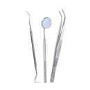 Kit Clínico Odontológico Completo - Sonda Exploradora N°5, Pinça e Espelho com Cabo - Lysanda