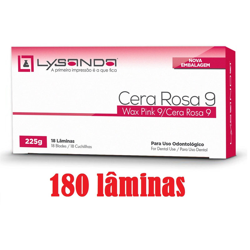 Cera 9 Lysanda - Caixa com 180 Lâminas para Modelagem Dentária - Lysanda
