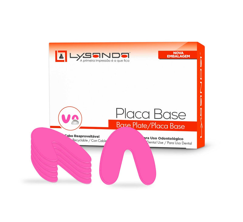 Placa Base Inferior ou Superior Lysanda - Pacote com 100 Unidades para Moldagem e Próteses - Lysanda